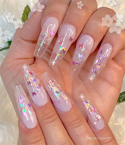 🦋 Encapsulated Butterfly Glitter Ombré Acrylic Nails 🦋 Tutorial On