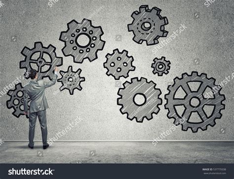 Businessman Standing Back Drawing Concept Teamwork Stock Photo ...