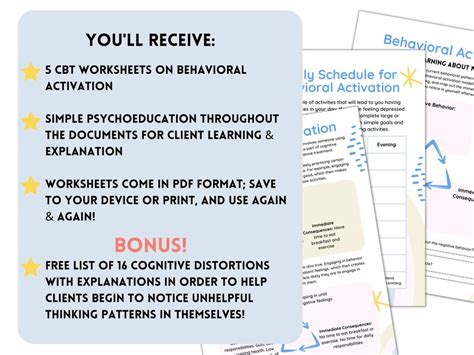 Cbt Worksheets Behavioral Activation Cognitive Behavioral Etsy