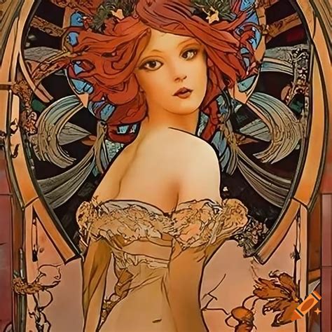 Alphonse Mucha Artwork Of An Angel With Wings Standing In Front Of A