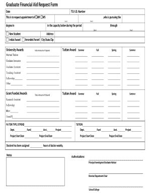 Fillable Online Graduate Tcu Graduate Financial Aid Request Form TCU