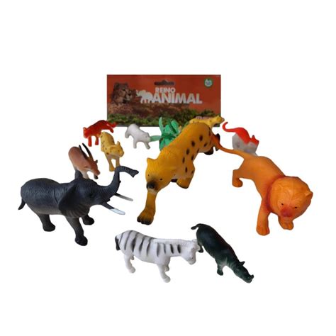 Kit Brinquedo Animais Selvagens Floresta Borracha Elefante Em Promo O