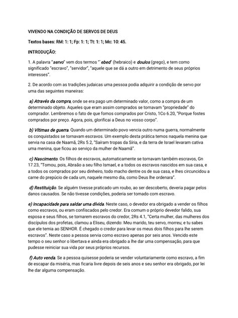 Vivendo Na Condição De Servos De Deus Pdf