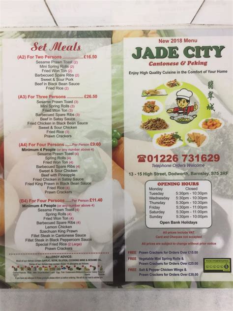 Menu At Jade City Fast Food Barnsley 13 High St