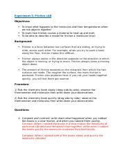 Lab experiment 5 - Friction.docx - Experiment 5: Friction LAB ...