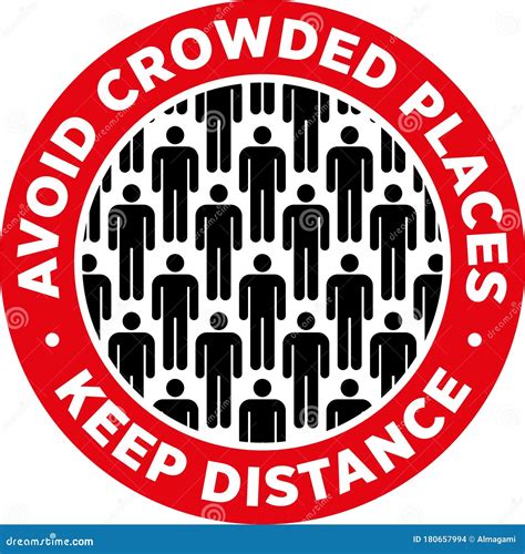 Avoid Crowded Places Keep Social Distance Sticker Stock Vector