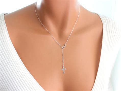 Sterling Silver Infinity Cross Necklace Womens Y Style Lariat Necklaces