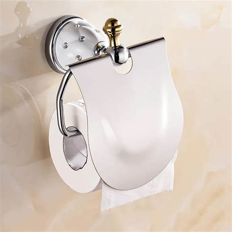Europe Antique Silver Toilet Paper Holder Stone Crystal Tissue Holder