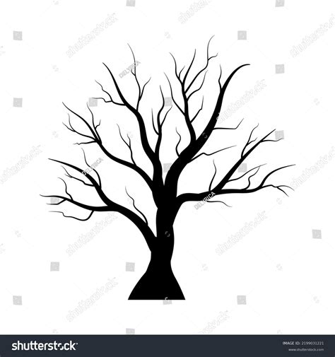 Tree Without Leaves Black Silhouette Illustration Stock Vector Royalty