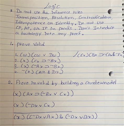 Solved Logic Do Not Use The Inference Rules Transposition