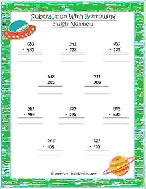 Subtraction Worksheets For Grade 2 With Borrowing