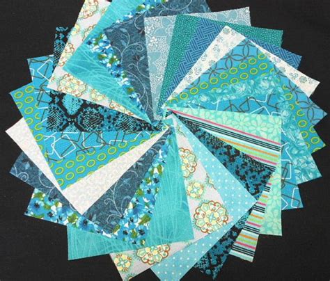 Turquoise Quilt Fabric Charm Squares Turquoise By Sewfunquilts 630