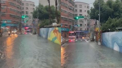 馬路變小河？午後雷雨狂炸 新北中和「淹水畫面曝光」網驚呆：好誇張 蕃新聞