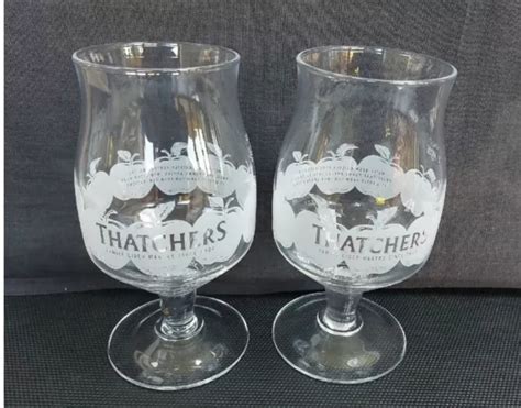 2 Stunning Thatchers Apple Cider Stemmed Pint Glasses New Home Bar
