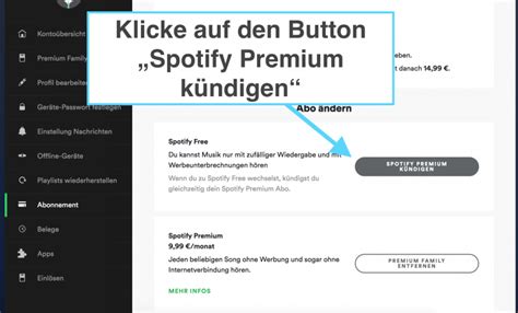 Spotify online kündigen Premium Abo beenden und Frist einhalten