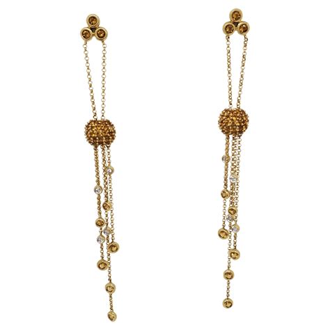 Yellow Gold, Sapphire and Diamond Earrings at 1stDibs