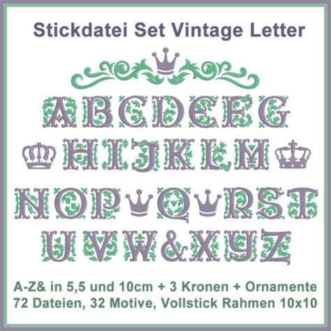 Stickdateien Abc Vintage Buchstaben Schriften X Vollstick