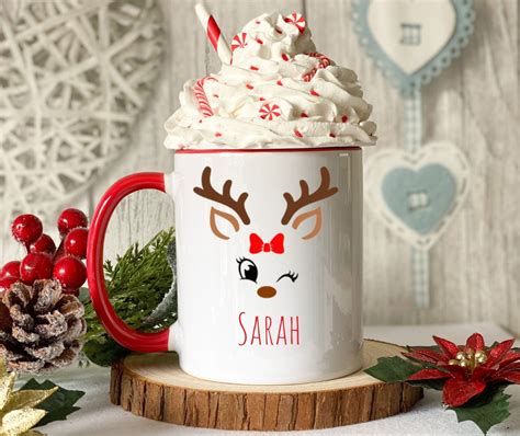 Personalized Christmas Mug Personalized Reindeer Mug Reindeer Mug