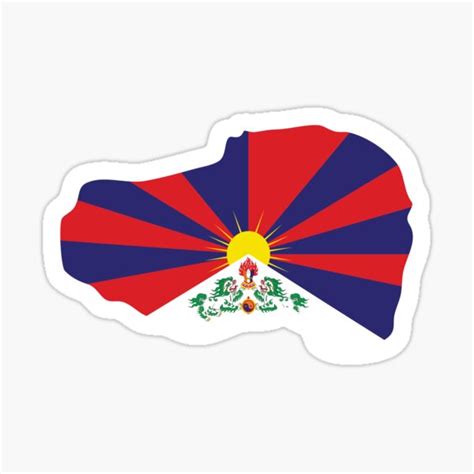 Tibetan National Flag In A Tibet Map Sticker For Sale By