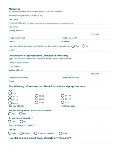 Fillable Online Equalopportunity Tas Gov Protections At Work Fact