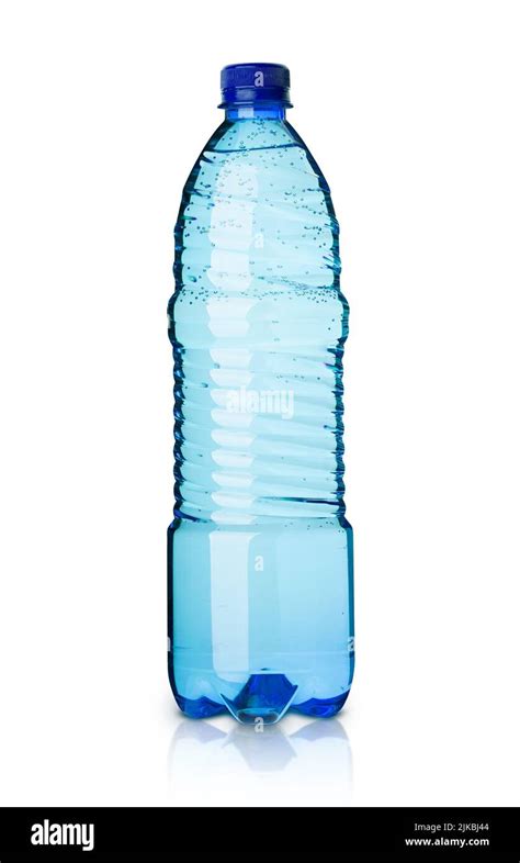 plastic mineral water bottle isolated  white background blue
