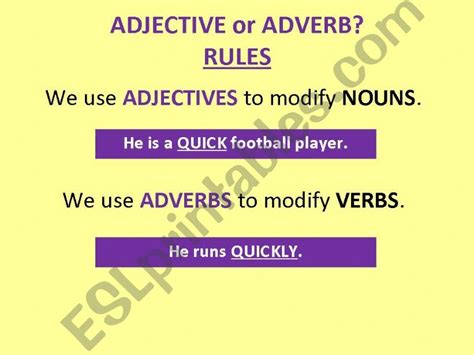 Esl English Powerpoints Adjective Or Adverb Rules And Exercises