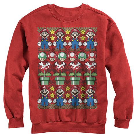 Nintendo - Nintendo Men's Mario Christmas Sweater Sweatshirt - Walmart ...