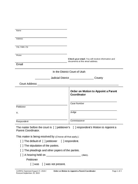 Order On Motion To Appoint A Parent Coordinator Utah Courts Doc