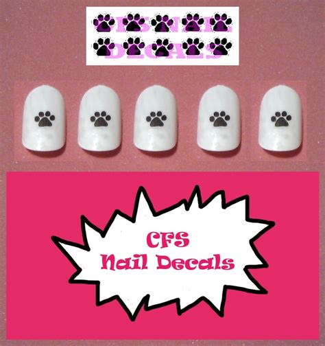 Paw Print Waterslide Nail Decals Etsy Paw Print Nail Decals