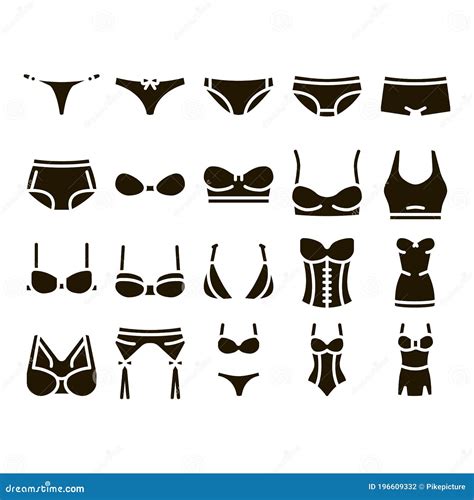 Lingerie Bras Panties Glyph Set Vector Stock Vector Illustration Of Provocative Glamor