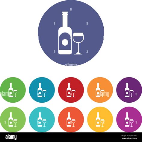 Wine And Glass Set Icons Stock Vector Image And Art Alamy