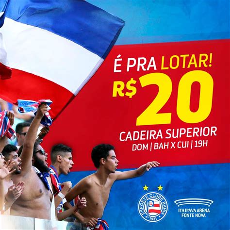 Bahia anuncia ingressos promocionais a R 20 para jogo contra o Cuiabá