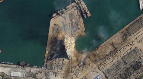 Satellite images of Beirut explosion show massive crater at port ...