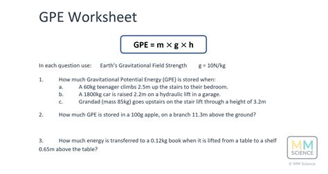 Gcse Energy Gravitational Potential Energy Teaching Pack Teaching