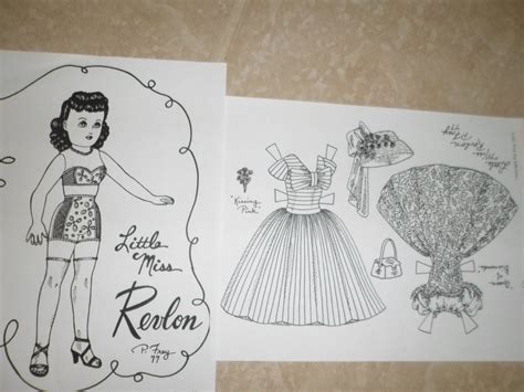 Little Miss Revlon Paper Dollpat Frey 77 Bandw Uncut 1 Dolls 2 Outfits