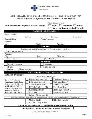 Fillable Online AUTHORIZATION FOR USE OR DISCLOSURE Cedars Sinai