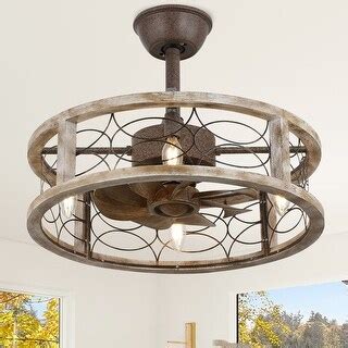 Cusp Barn 18'' Farmhouse Flush Mount Wood Ceiling Fan with Light ...