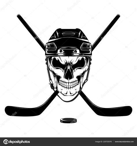 Vector Image Skull Hockey Helmet Sticks Puck Stock Vector Image By