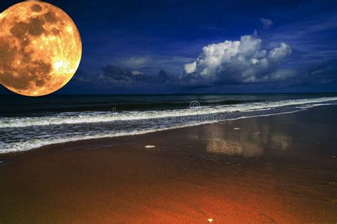 Pleine Lune Au Dessus De Mer Illustration Stock Illustration Du Lune