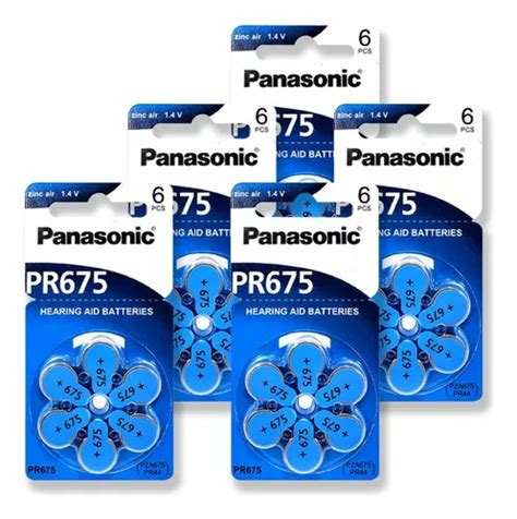 30 Baterias Auditivas 675 Pr44 Aparelho Auditivo Panasonic