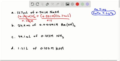 SOLVED What Volume Of 1 00 M NaOH Is Required To Neutralize Each Of The