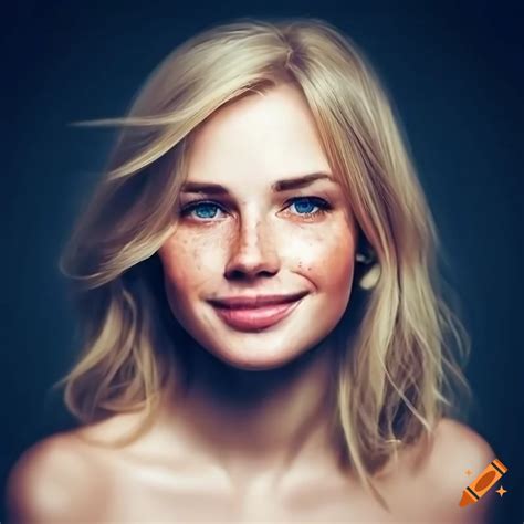 Beautiful Young Woman With Freckles And Blonde Hair