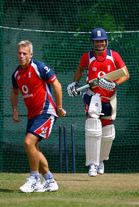 Michael Vaughan Smiles After Driving Peter Moores In The Nets