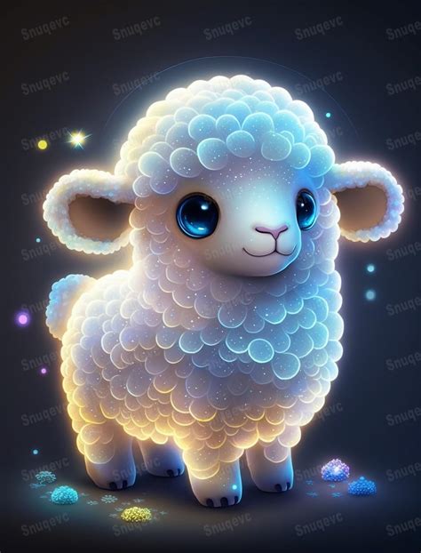 Glowing Lamb Diamond Painting Kits 12x12inch Diamond Painting Cute