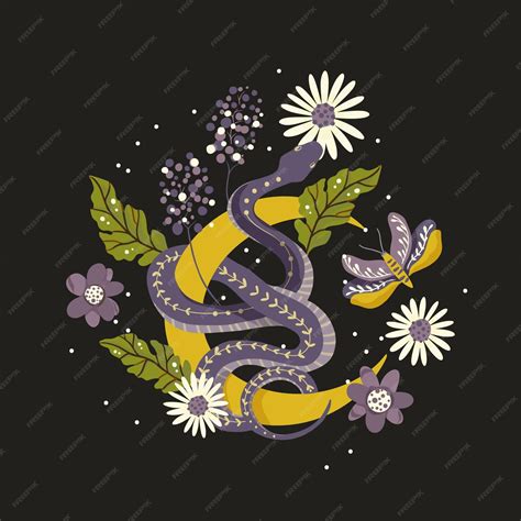 Premium Vector Snake Floral Background Vector Snake Flower Magic Art