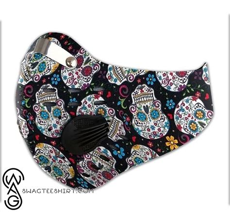 Sugar Skull Mexico Filter Carbon Face Mask Maria • Leesilk Shop