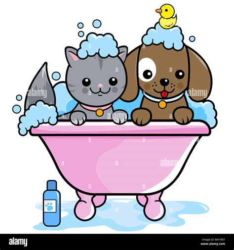 Girl Giving Dog Bath Clipart