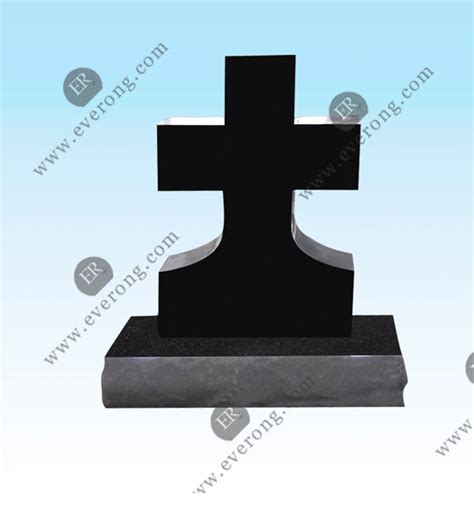 Absolute Black Stone Monument Granite Grave Cross Headstone For