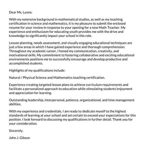 18 Best Teaching Cover Letter Examples Guide Samples