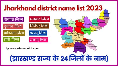 Jharkhand District Name list 2023 झरखणड रजय क 24 जल क नम